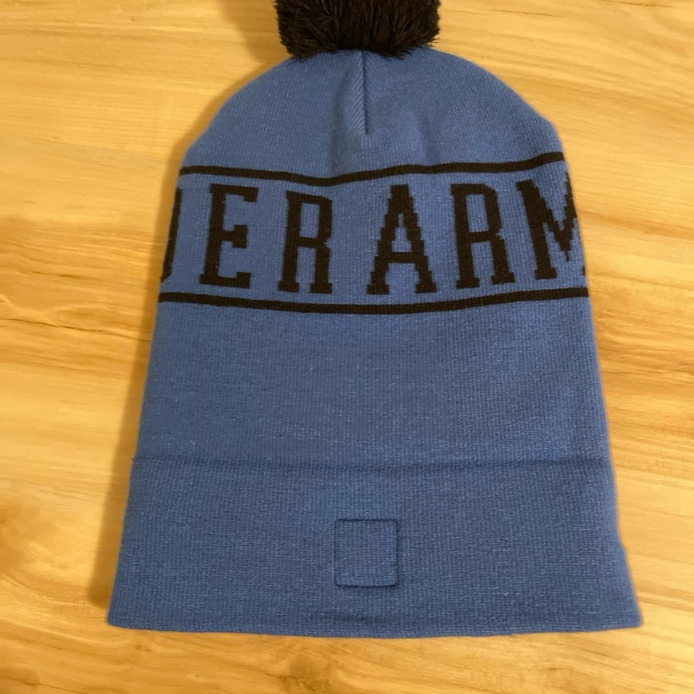 Under Armour Royal Blue Beanie with Black Pom-Pom Mens - Picture 3 of 7